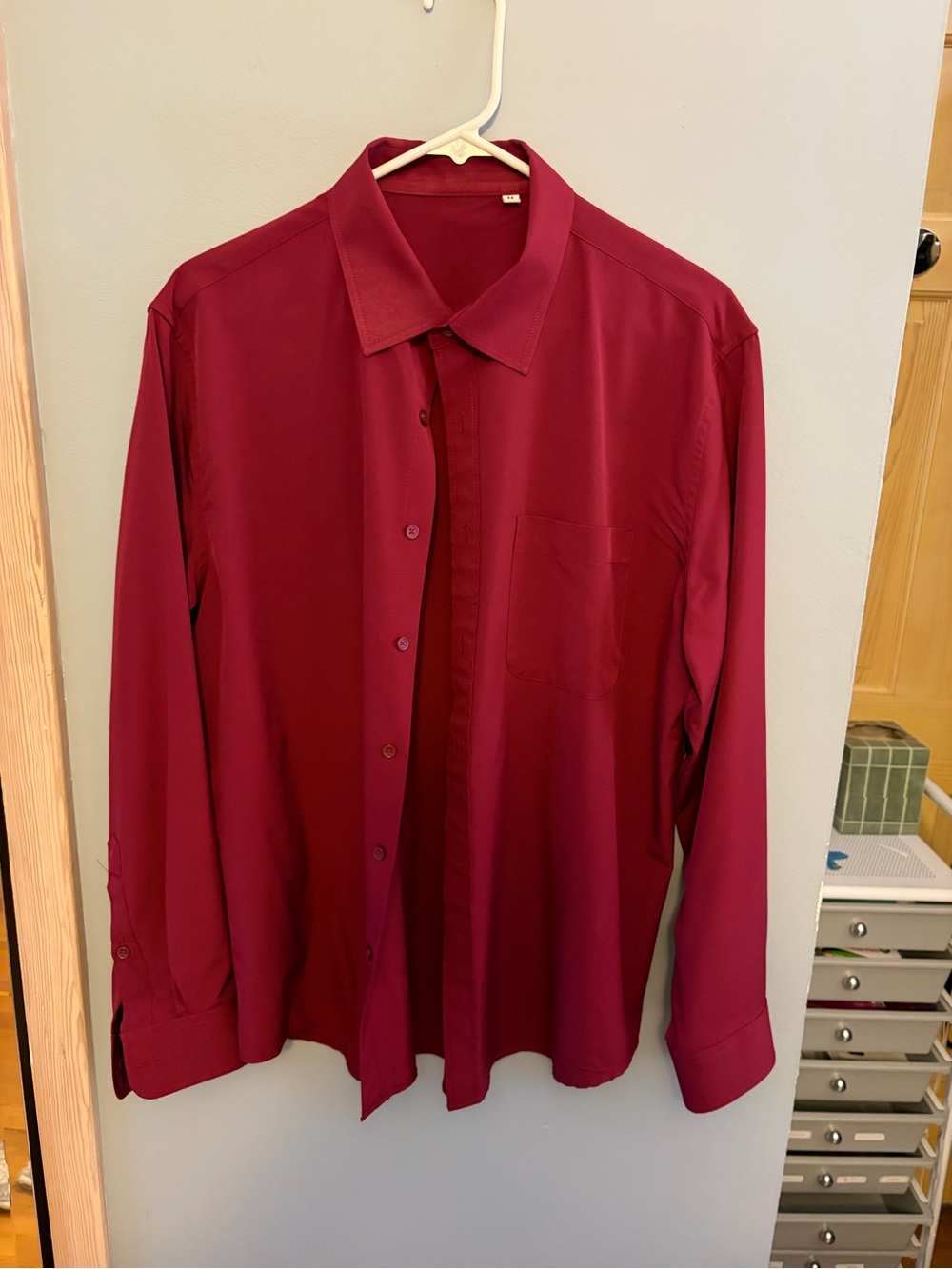 Slim-Fit Long-Sleeve Dress Shirt in Burgundy